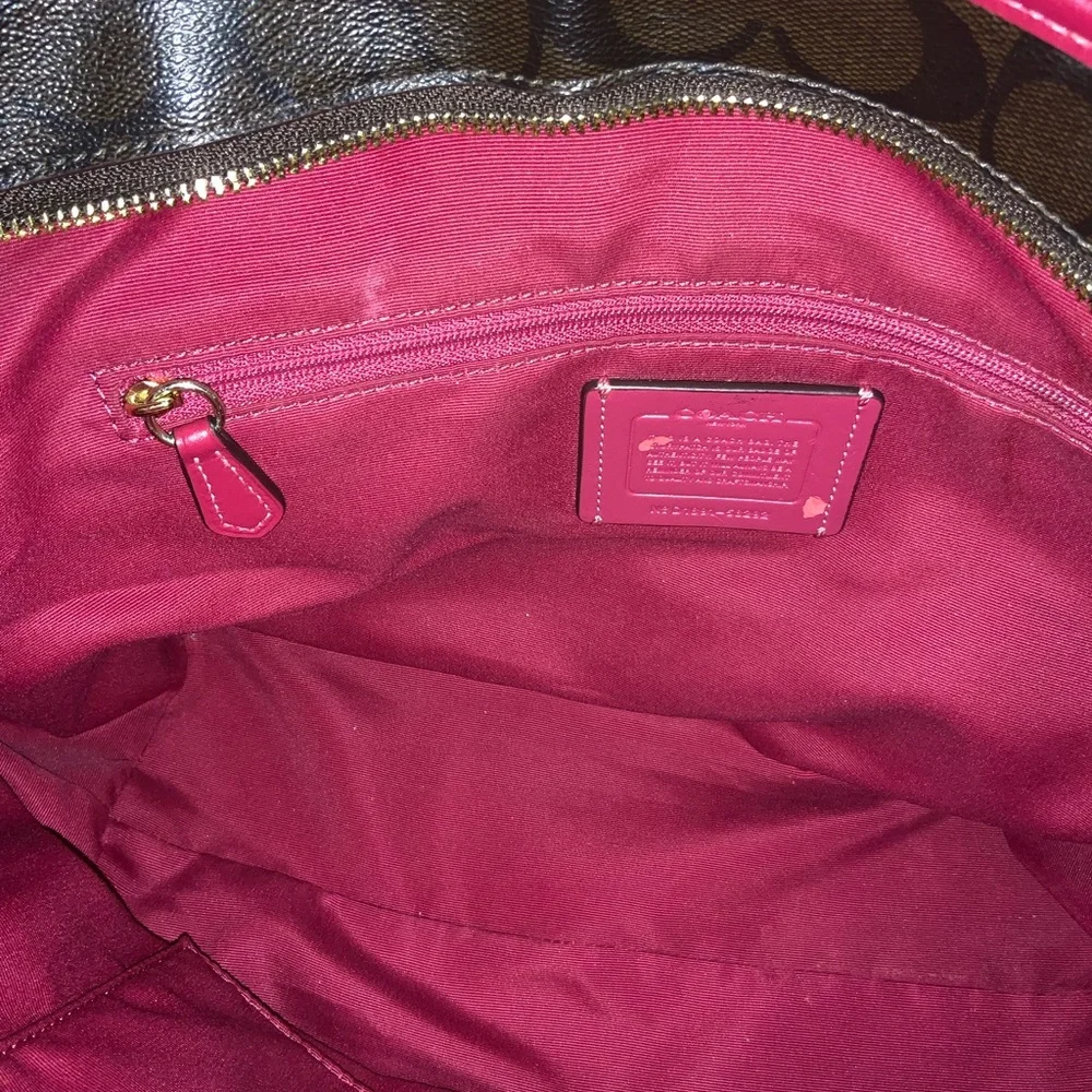 Coach Signature City Zip Tote - Brown True Red